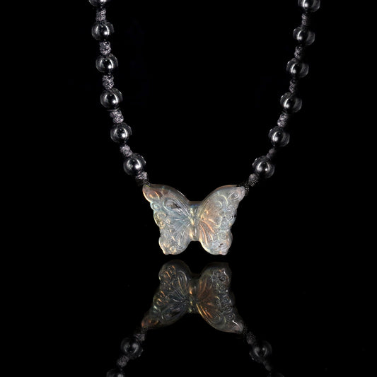 Lapis Lazuli Butterfly Pendant Bead Necklace