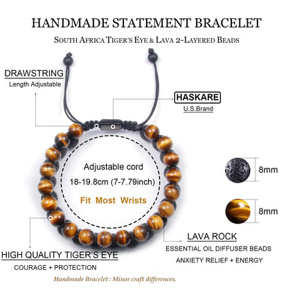 Lava Tiger Eye Bracelet Stacked (8mm)