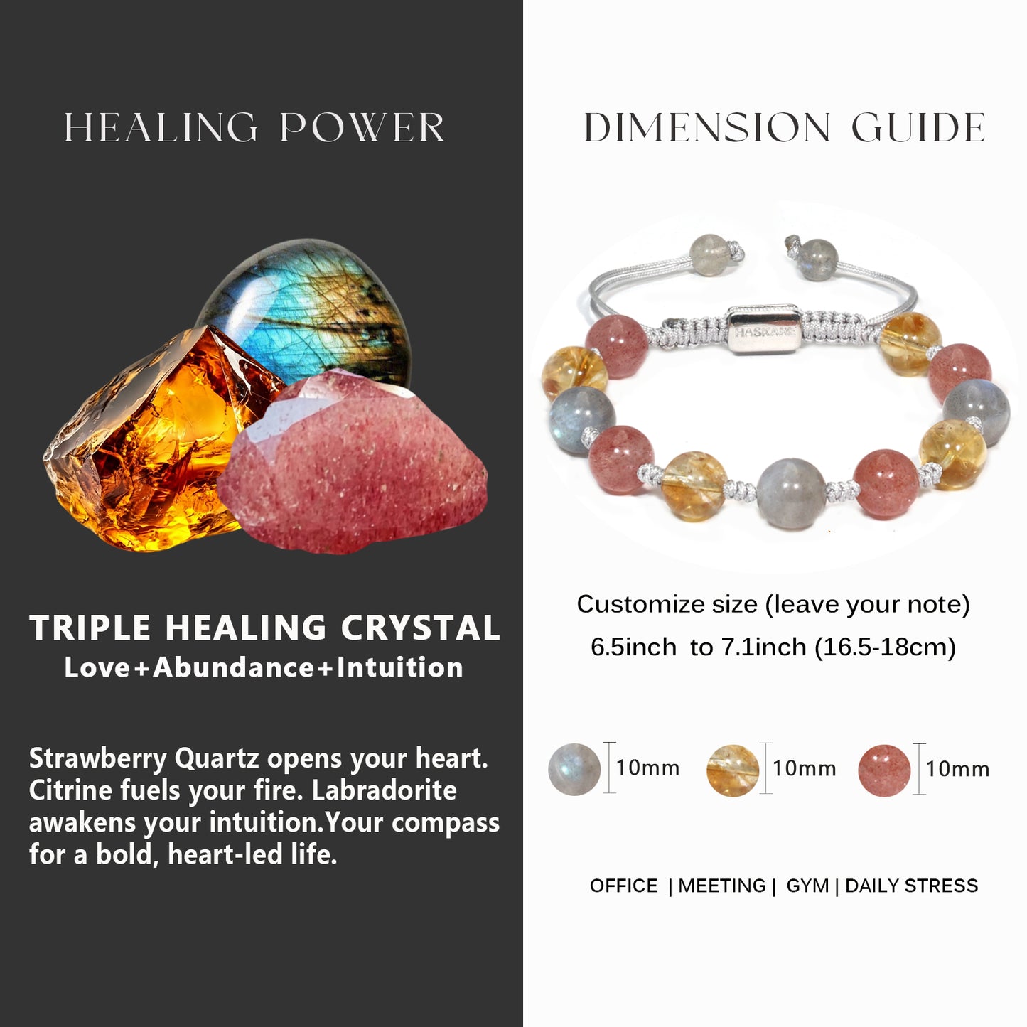 Citrine, Strawberry Quartz, and Tourmaline Bracelet
