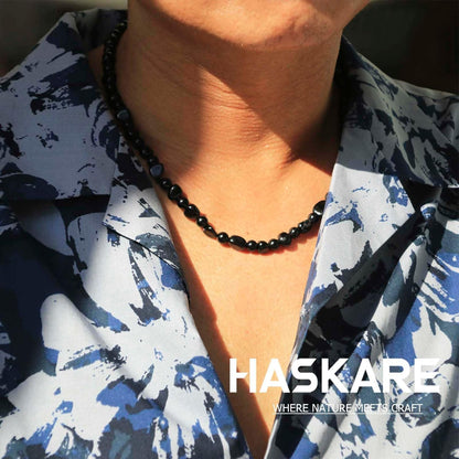An obsidian necklace