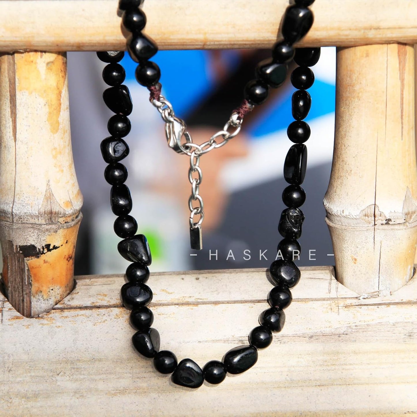 An obsidian necklace
