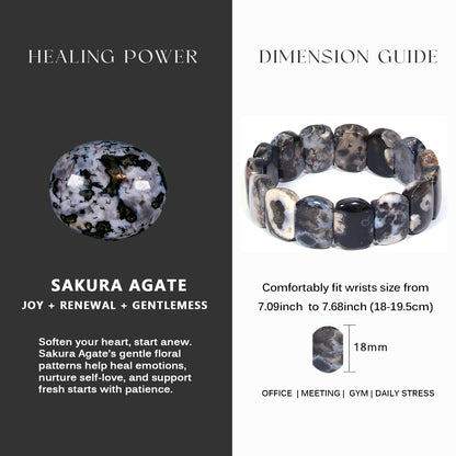 Oval-shaped Sakura Agate Bracelet
