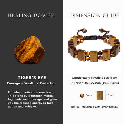 Unique Flat-bead Tiger Eye Bracelet For Men