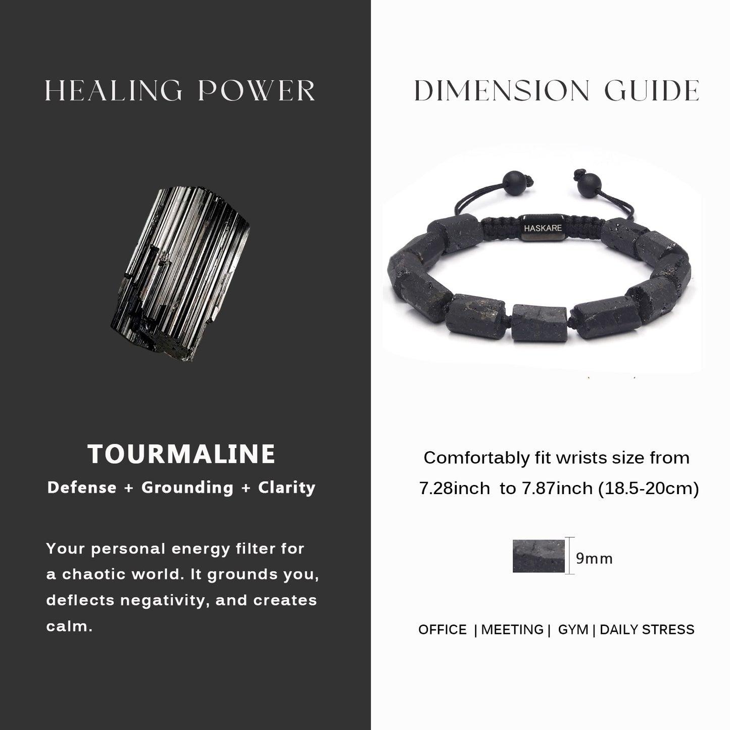 Black Tourmaline Bracelet for Men Women