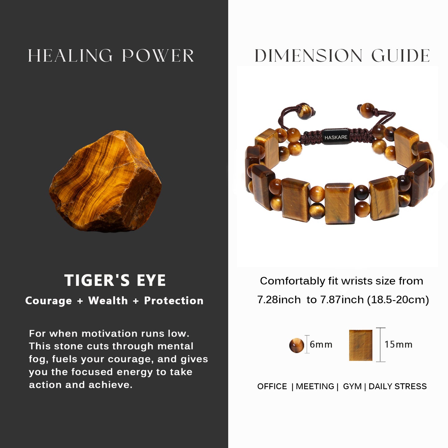 Unique Flat-bead Tiger Eye Bracelet For Men