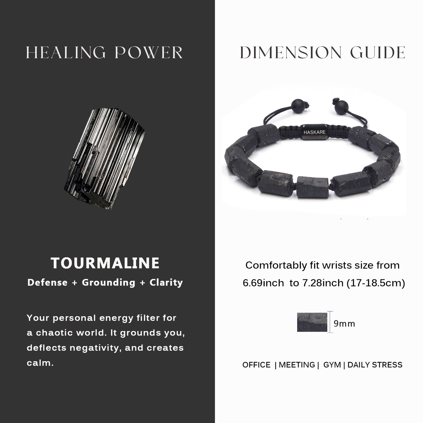 Black Tourmaline Bracelet for Men Women