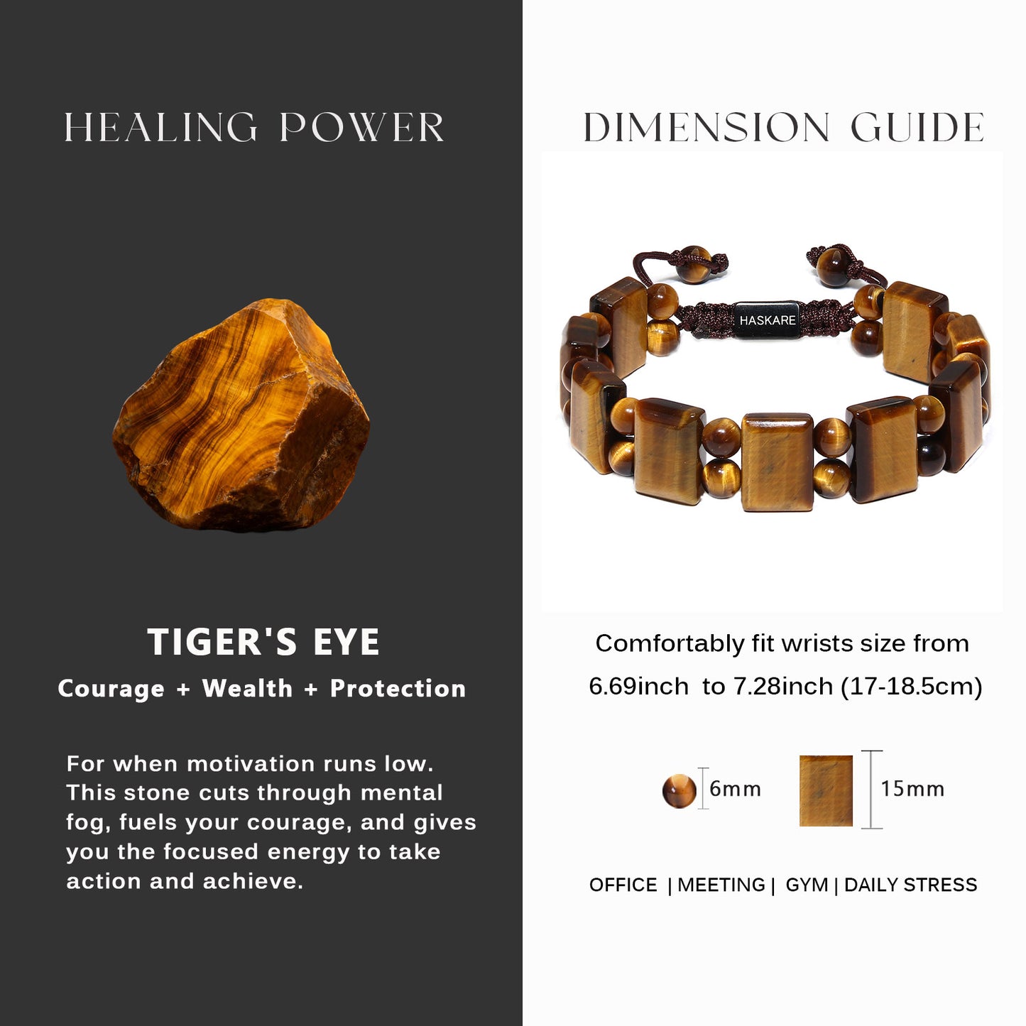 Unique Flat-bead Tiger Eye Bracelet For Men
