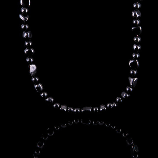 An obsidian necklace