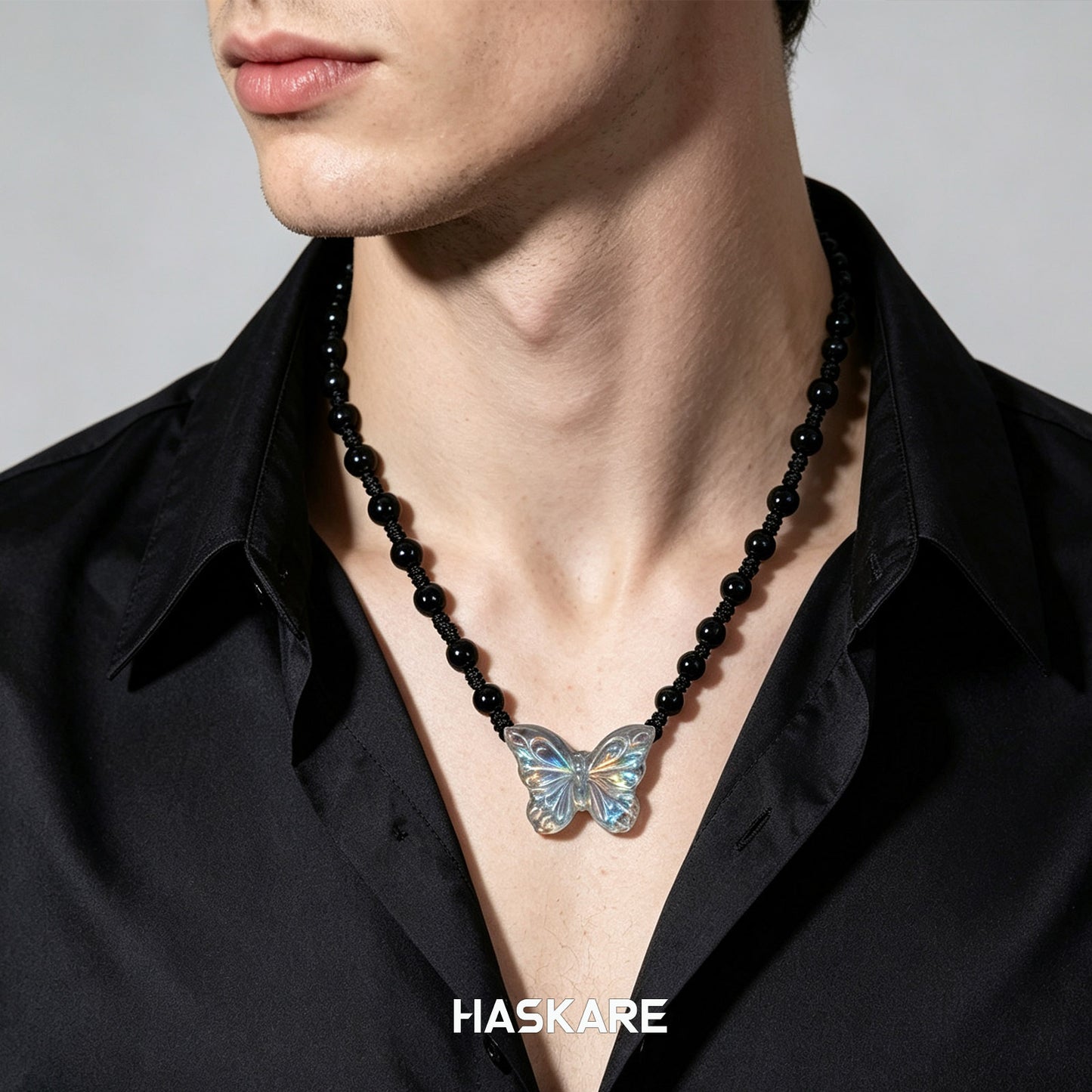 Lapis Lazuli Butterfly Pendant Bead Necklace