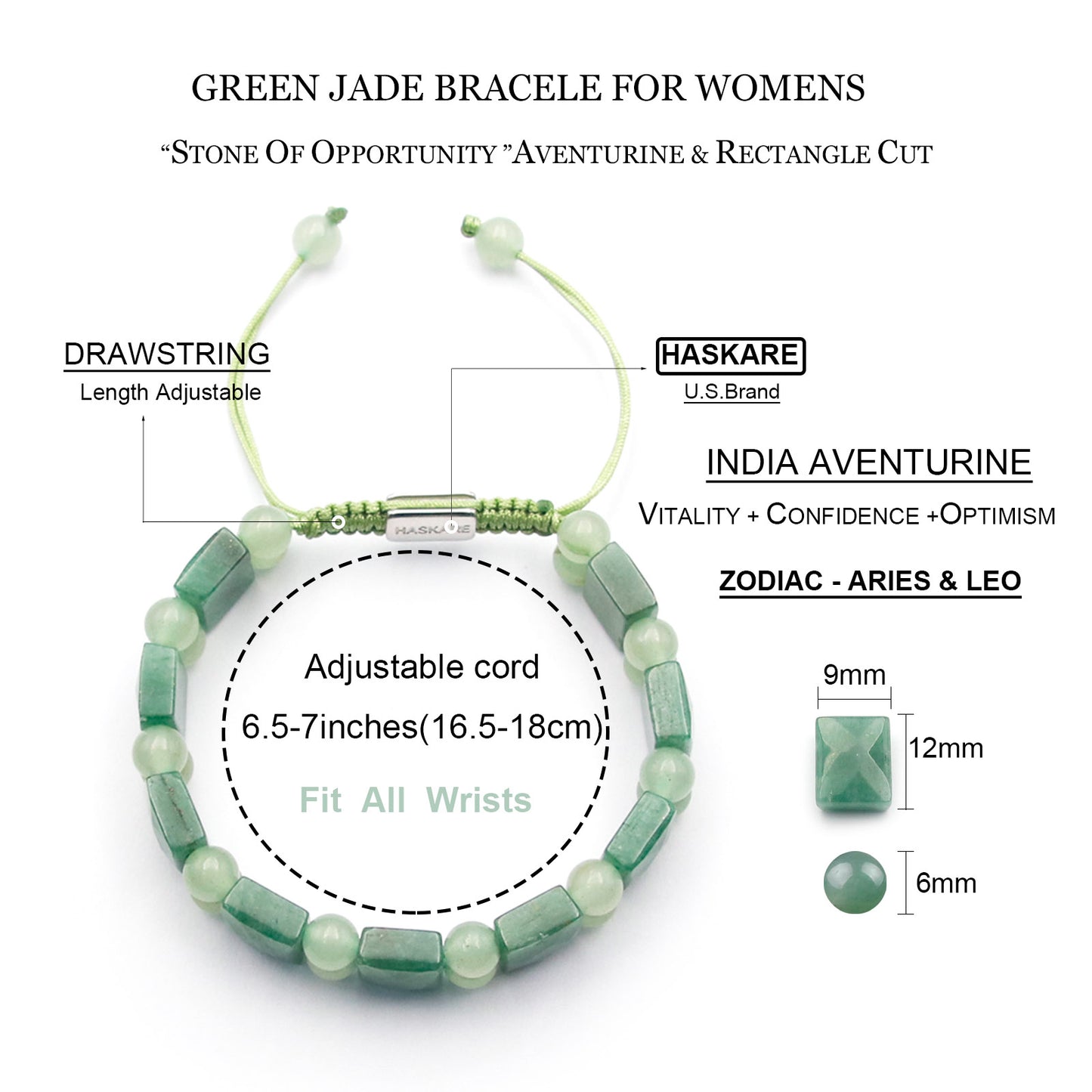 Aventurine Flated Bead Bracelet for Women