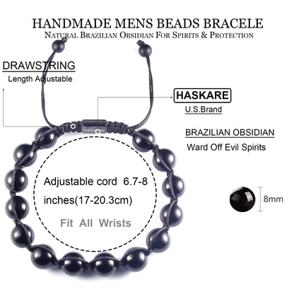 Black Obsidian Bead Bracelet (10mm)