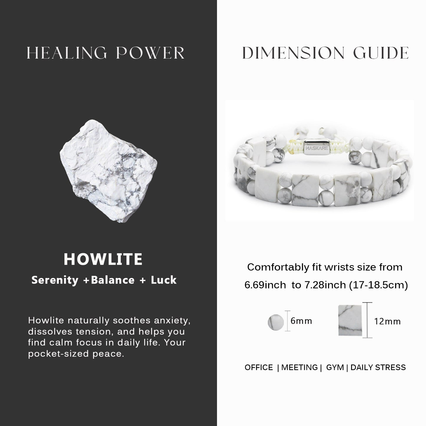 Howlite Flated Bracelet for Mens