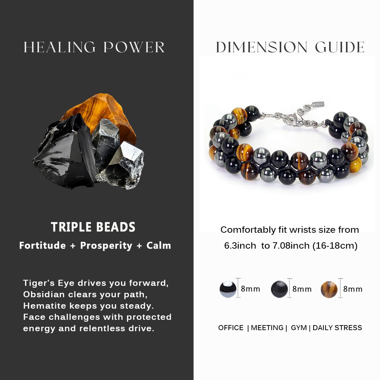 8.5"Triple Protection Bracelet With Durable Wired
