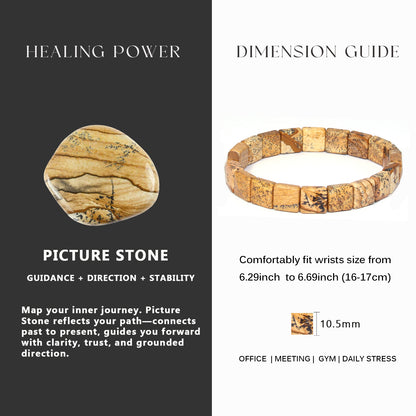 Square-shaped Picture Stone Bracelet
