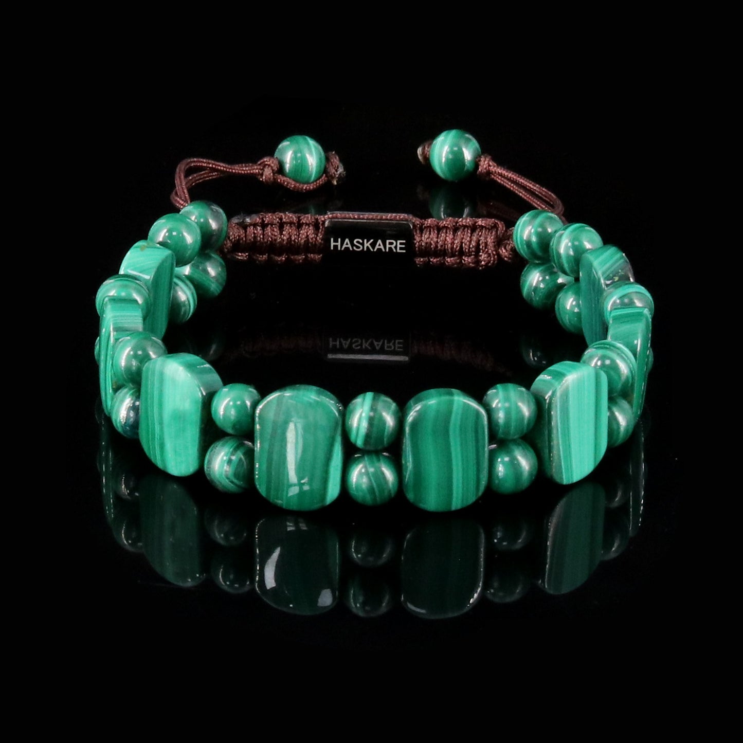 Shield Malachite Bead Bracelet