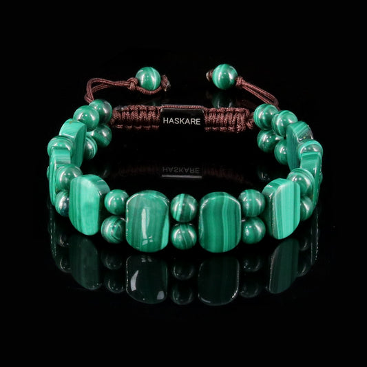 Shield Malachite Bead Bracelet