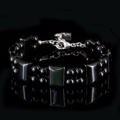 7.5"Guardian Rainbow Obsidian Bracelet