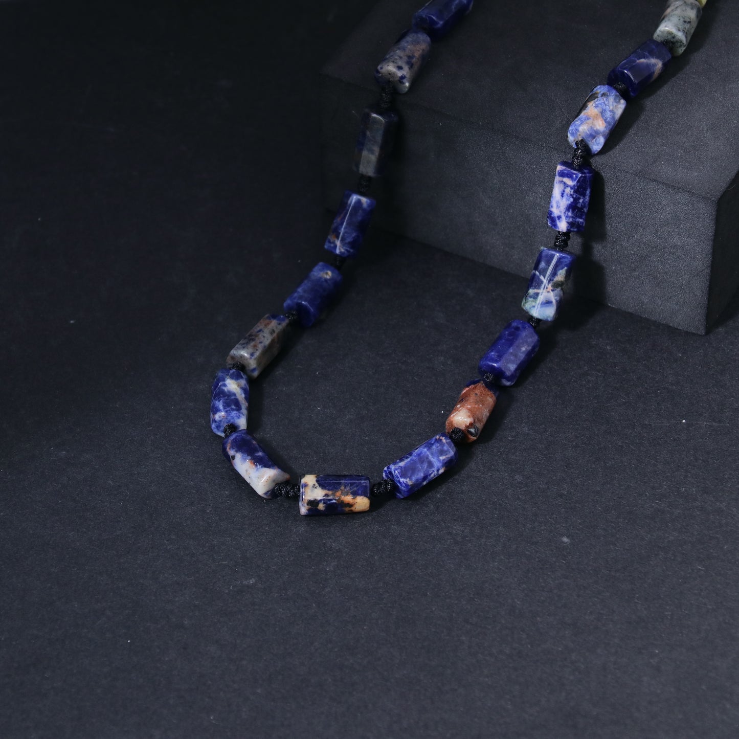 Mens Blue Sodalite Necklace  (23.6-24.8 inches)