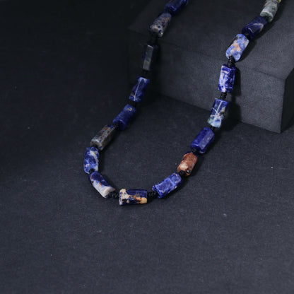 Mens Blue Sodalite Necklace  (23.6-24.8 inches)