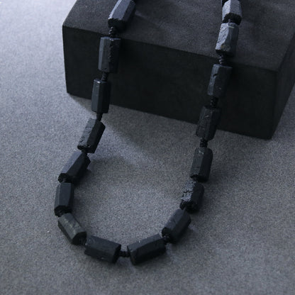 Mens Black Tourmaline Necklace (23.6-24.8 inches)