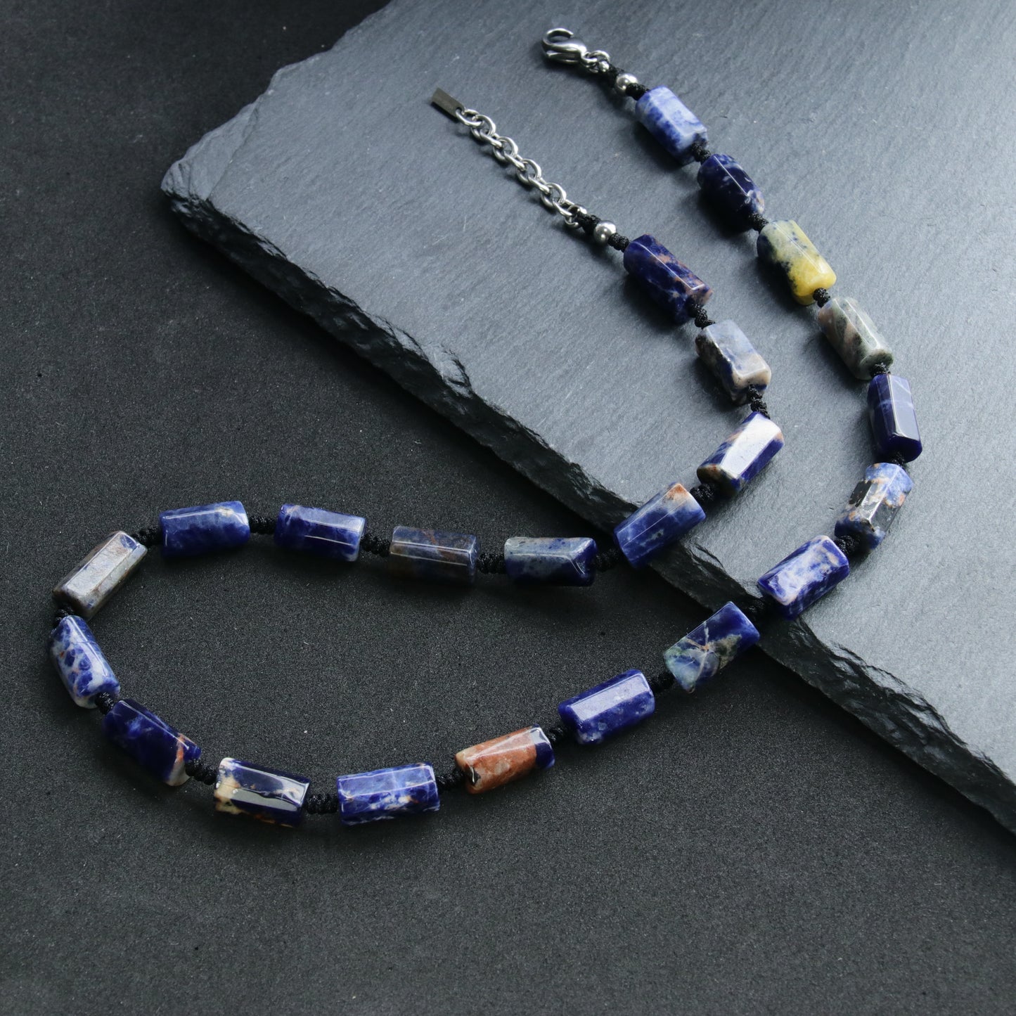 Mens Blue Sodalite Necklace  (23.6-24.8 inches)