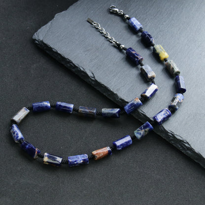 Mens Blue Sodalite Necklace  (23.6-24.8 inches)