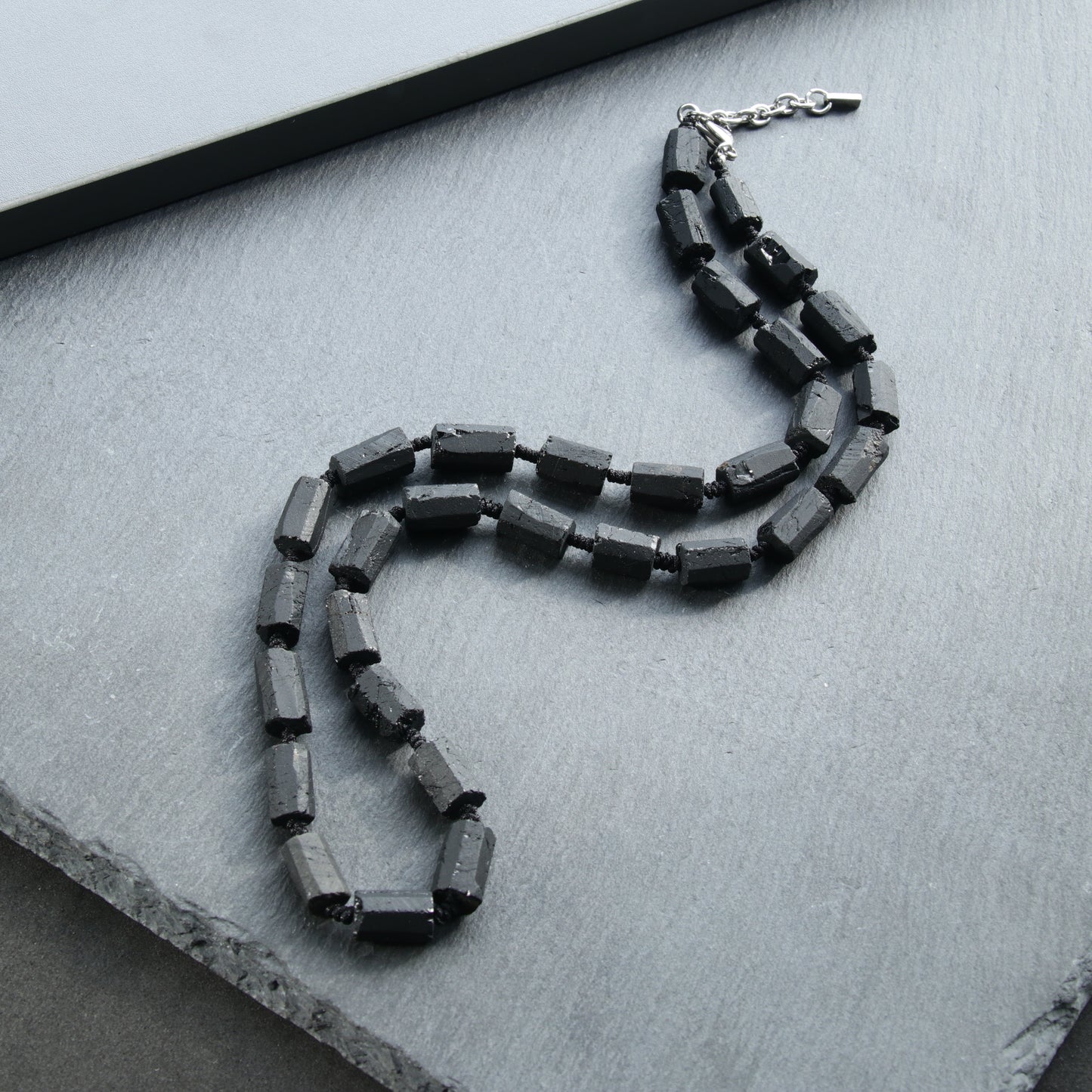 Mens Black Tourmaline Necklace (23.6-24.8 inches)