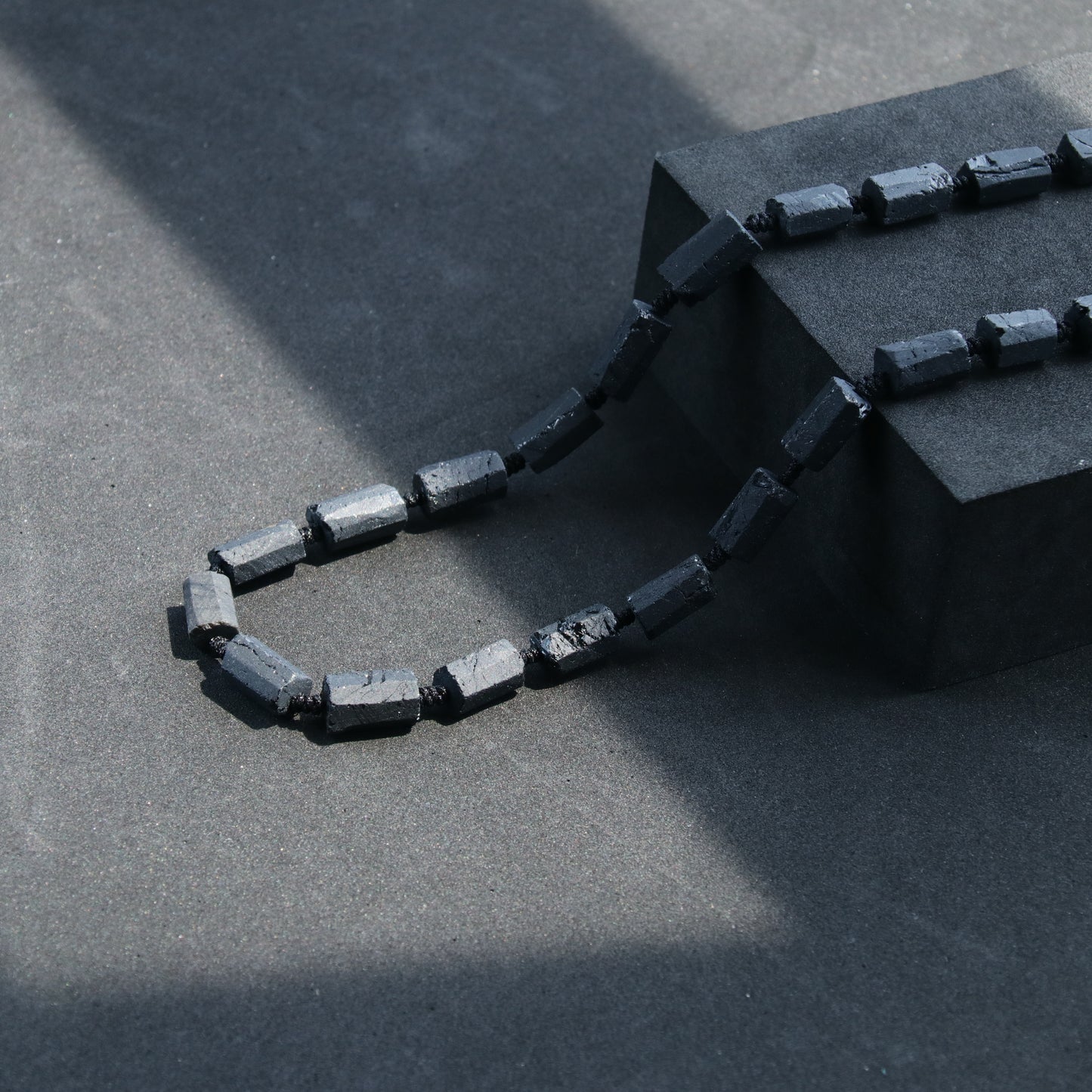 Mens Black Tourmaline Necklace (23.6-24.8 inches)
