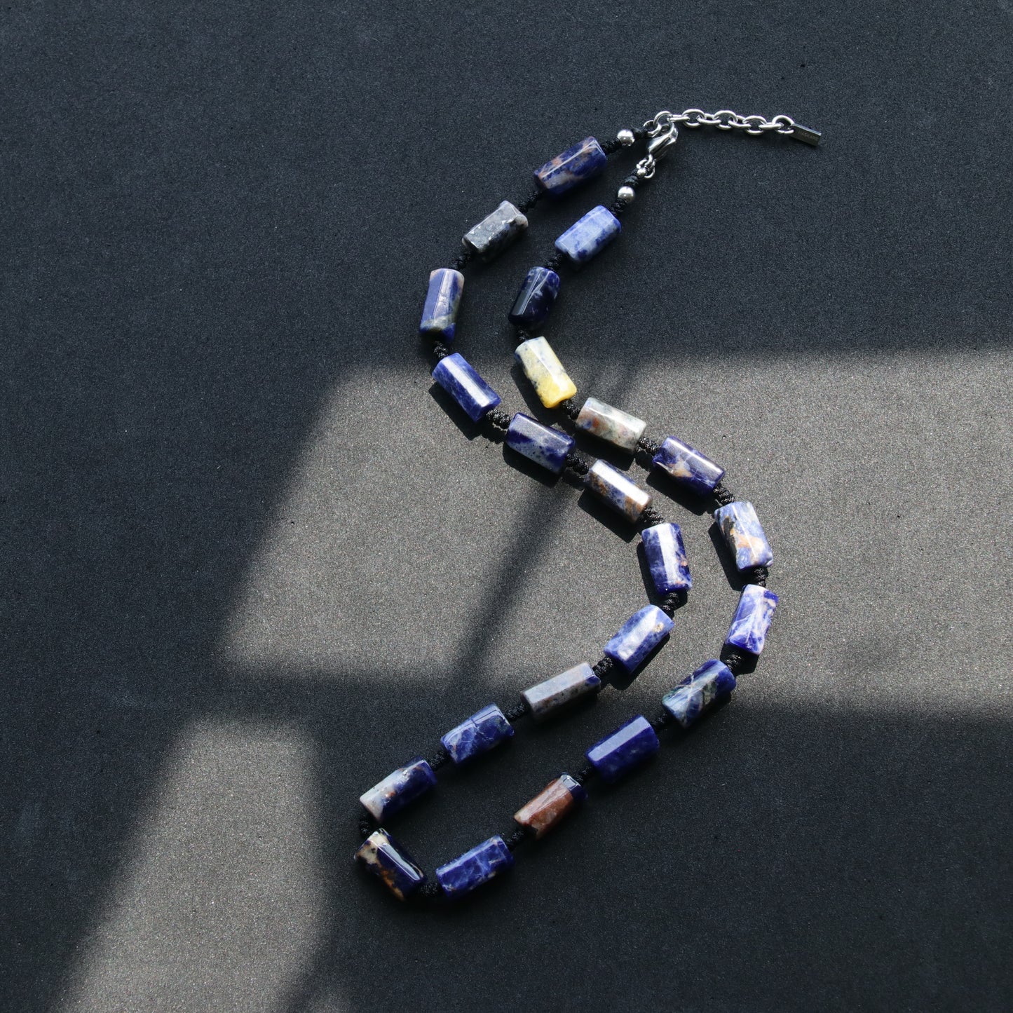 Mens Blue Sodalite Necklace  (23.6-24.8 inches)