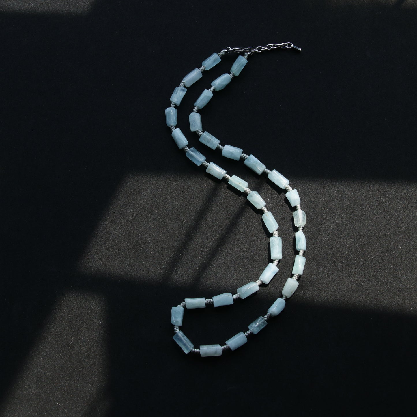 Blue Bead Aquamarine Necklace (23.6-24.8 inches)