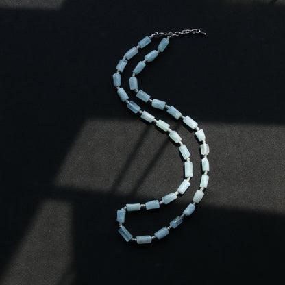 Blue Bead Aquamarine Necklace (23.6-24.8 inches)