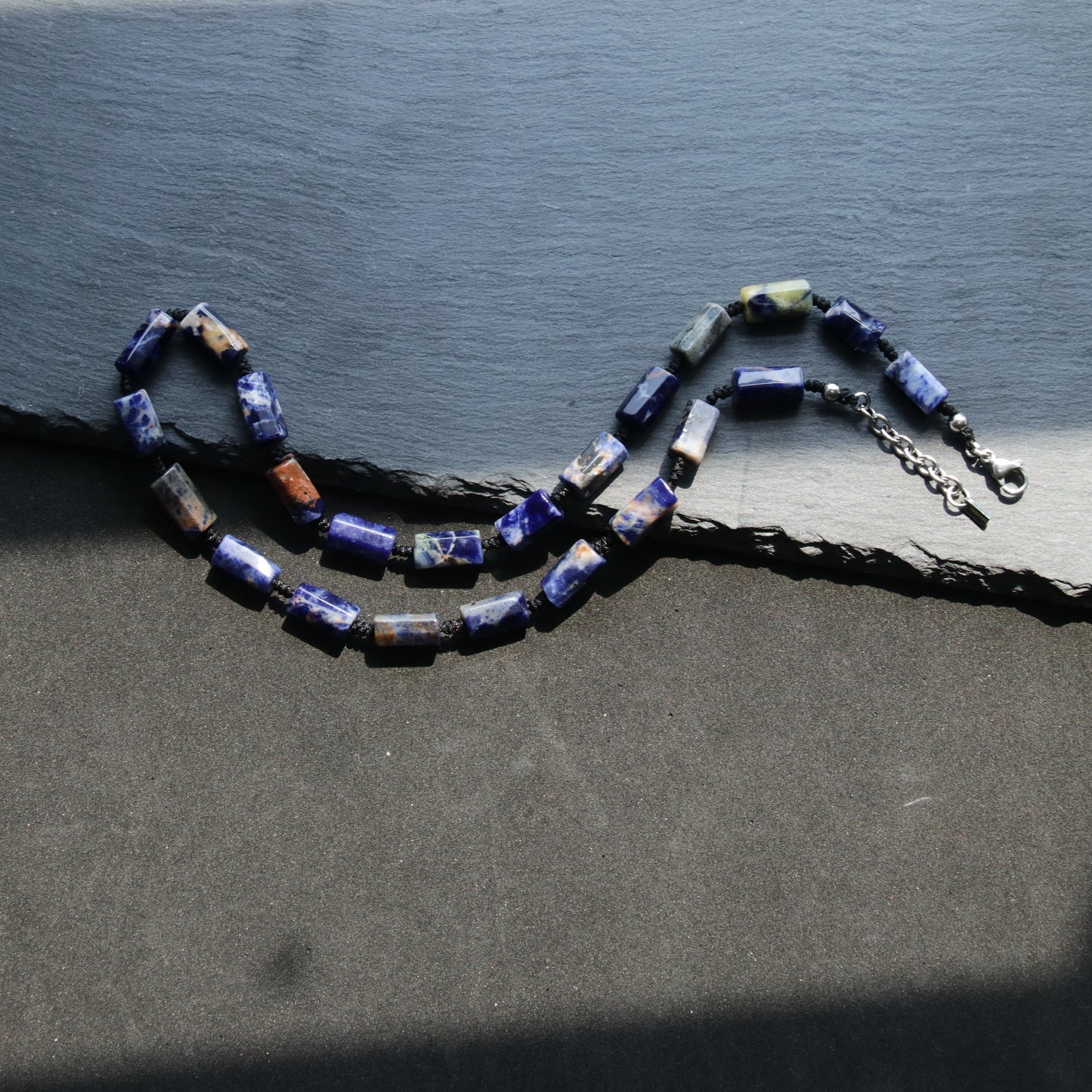 Mens Blue Sodalite Necklace  (23.6-24.8 inches)