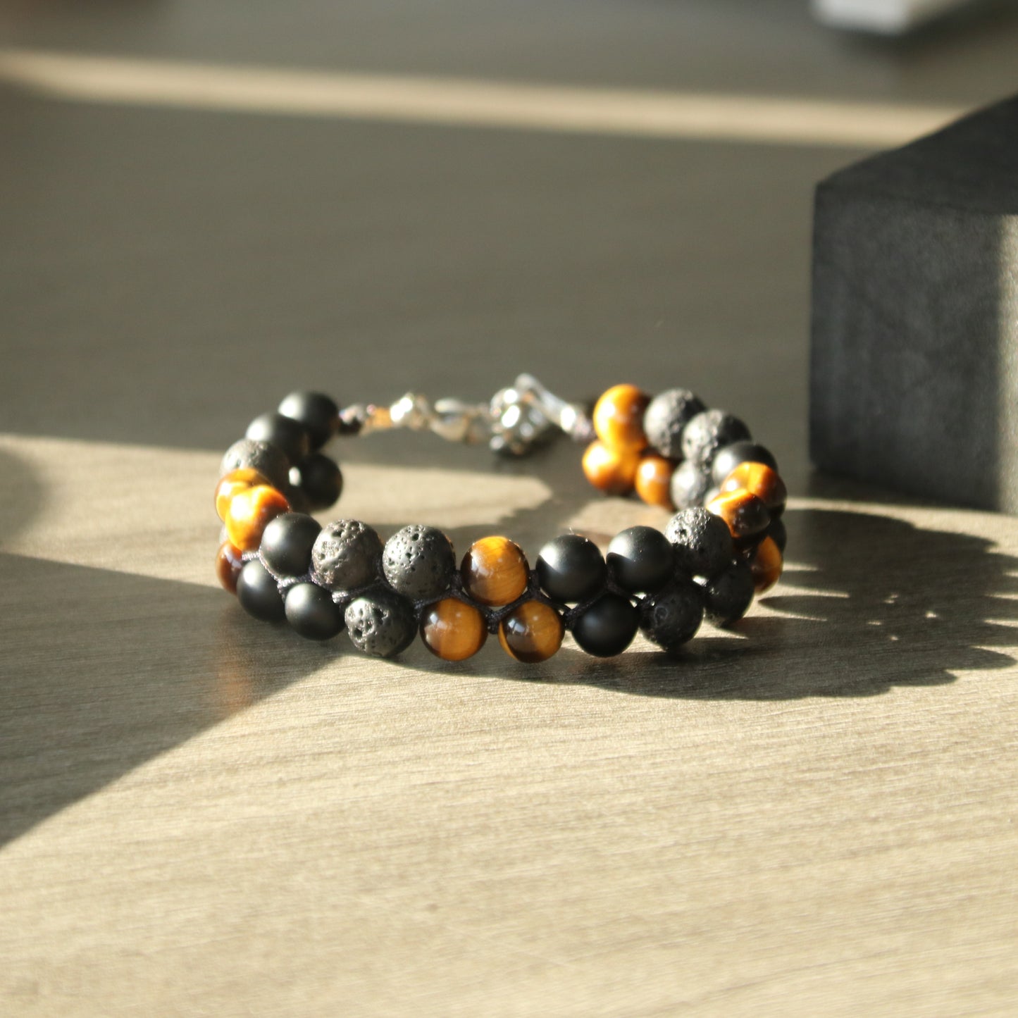 7.5"Triple Protection Bracelet( Tiger Eye Lava Onyx)