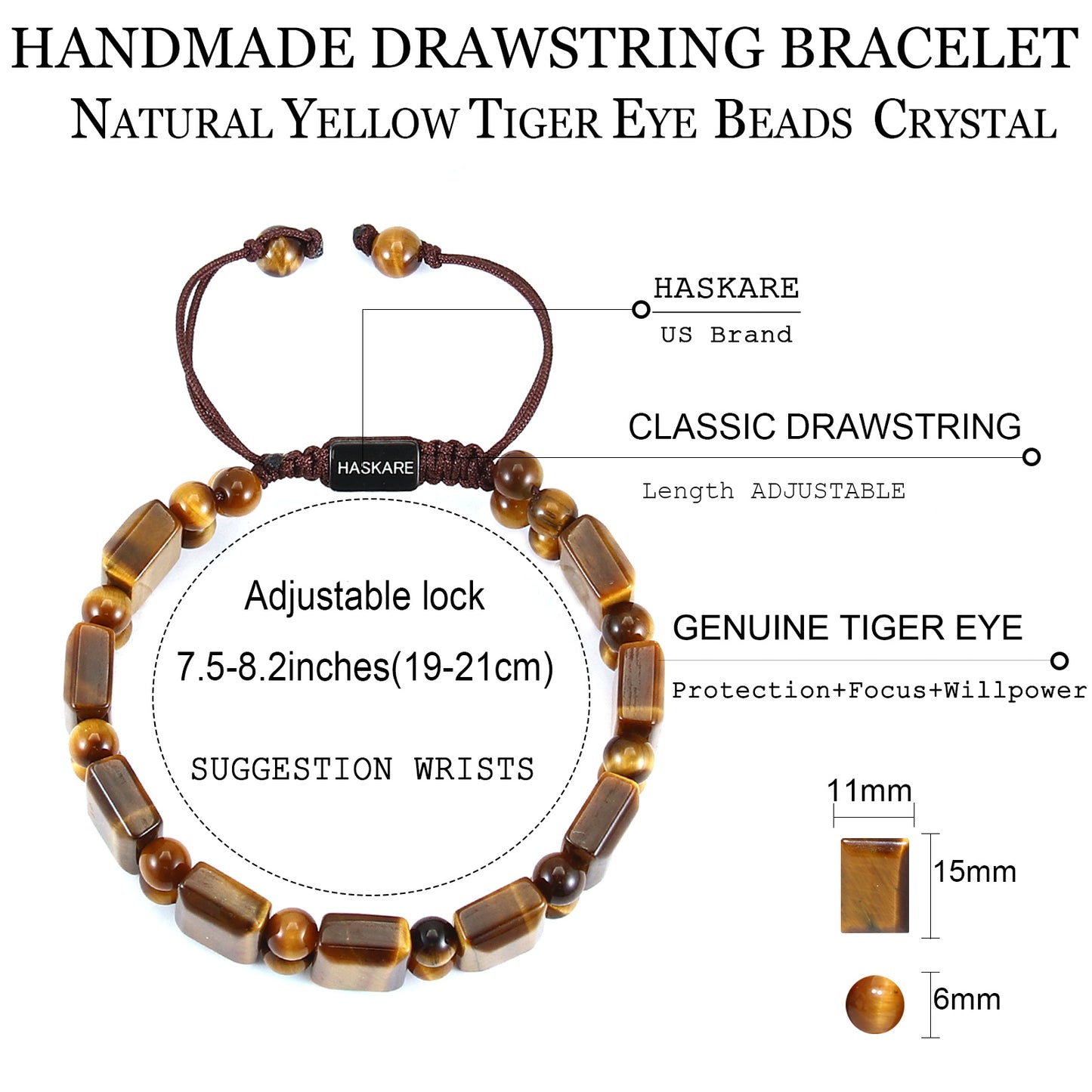 Blod Tigers Eye Bracelet for Men（Large)