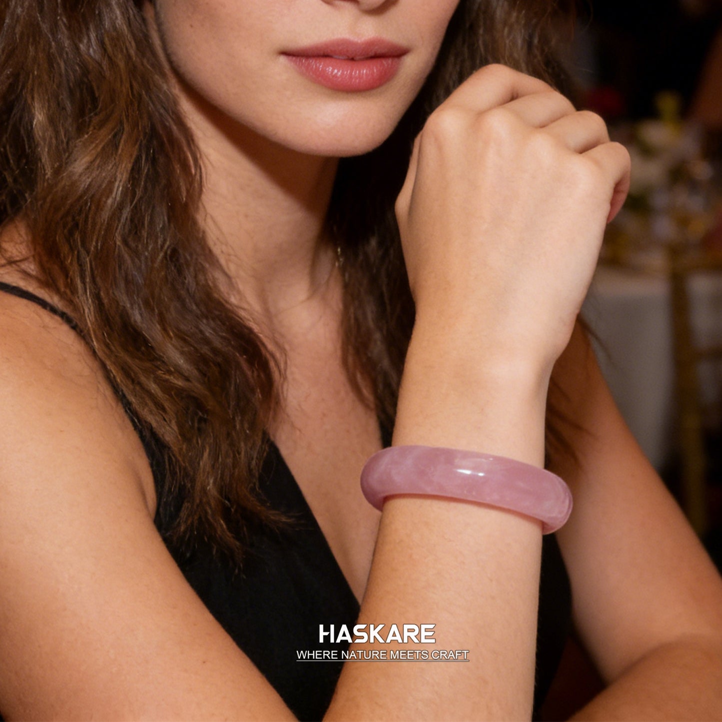 36  Madagascar Rose Quartz Bangle