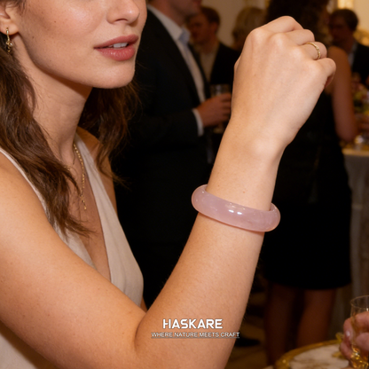 39  Natural Rose Quartz Bangle