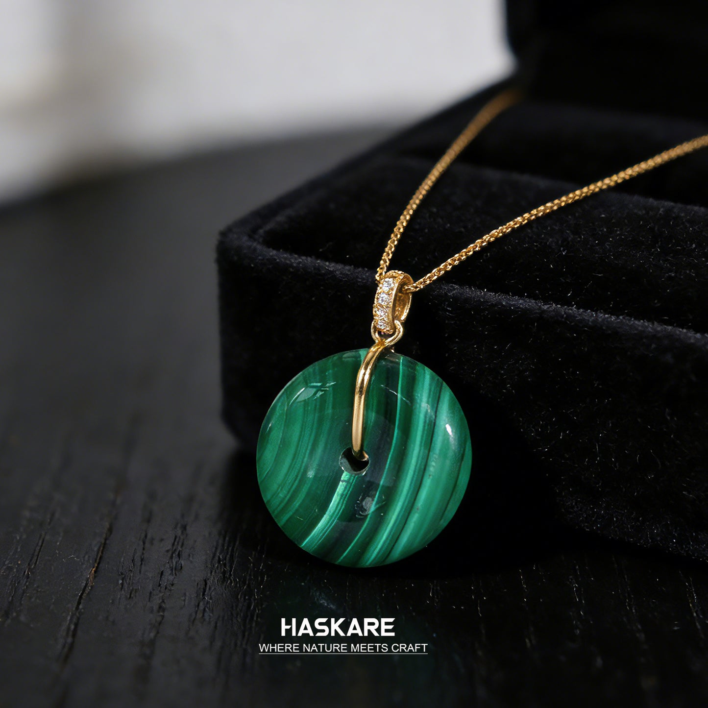 Malachite Lucky Pendant Sterling Silver Gold Plated