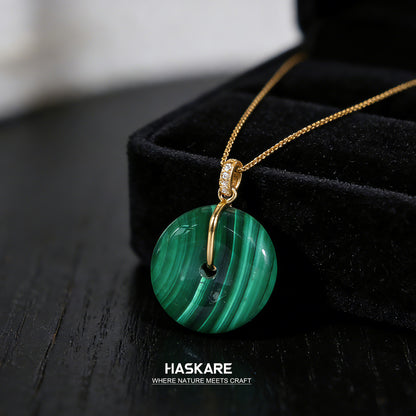 Malachite Lucky Pendant Sterling Silver Gold Plated