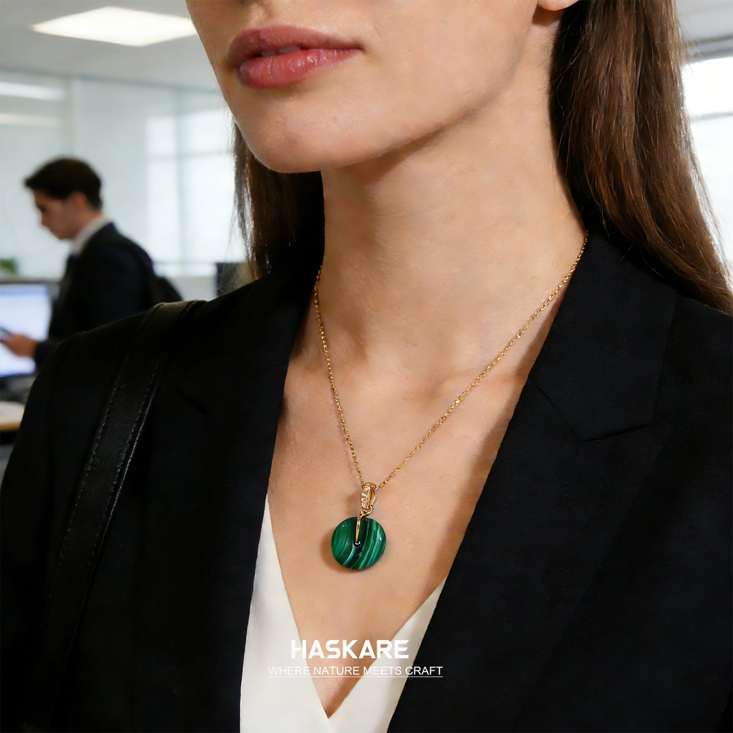 Malachite Lucky Pendant Sterling Silver Gold Plated
