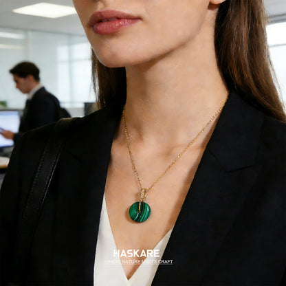 Malachite Lucky Pendant Sterling Silver Gold Plated