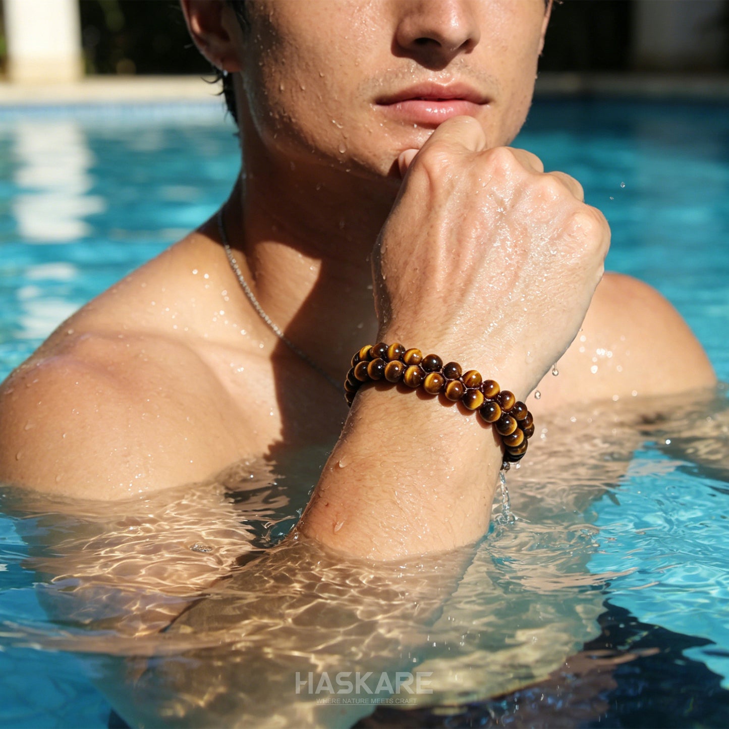 7"Tigers Eye Bracelet 2Row (316L Stainless Steel)