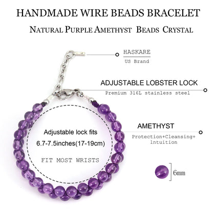 7" Amethyst Bead Bracelet