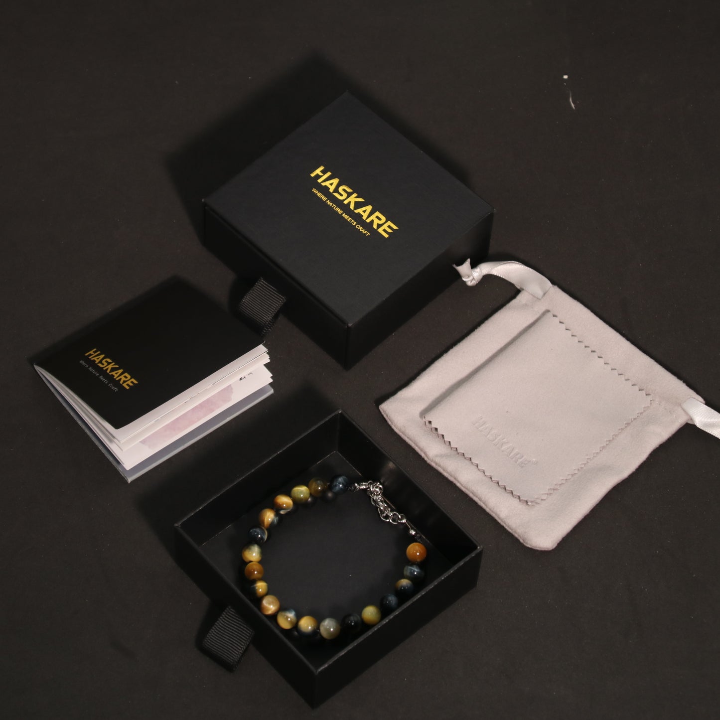 8"Golden Bule Tigers Eye Matt Onyx Bracelet