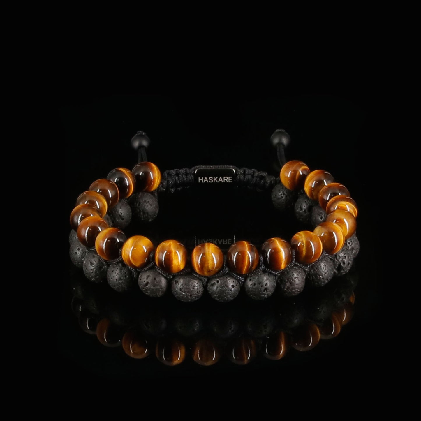 Lava Tiger Eye Bracelet Stacked (8mm)