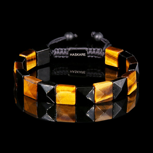 Black Obsidian Yellow Tiger Beaded Bracelet