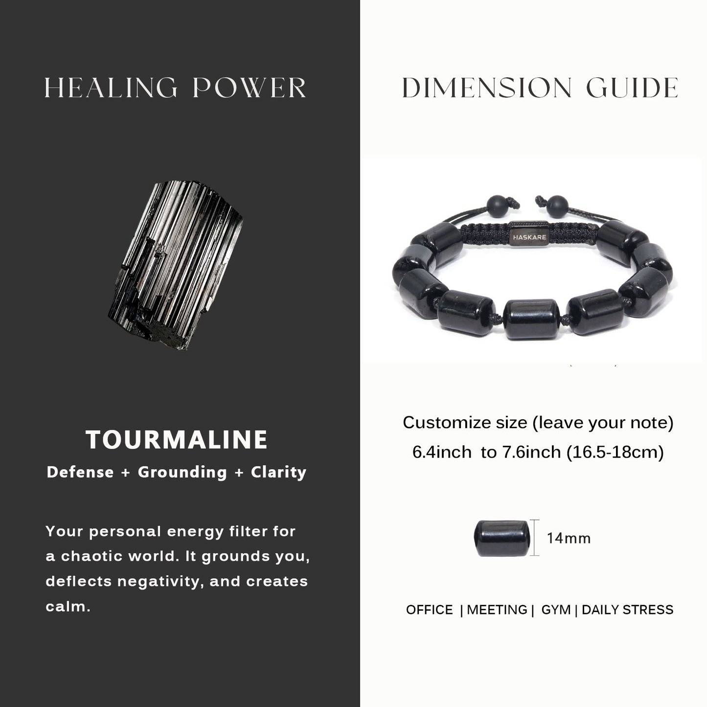 Black Tourmaline Bamboo-Knot Bracelet