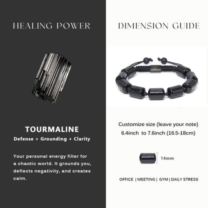Black Tourmaline Bamboo-Knot Bracelet