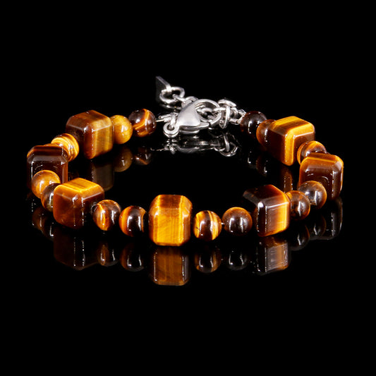 Yellow Tiger Round Square Bracelet