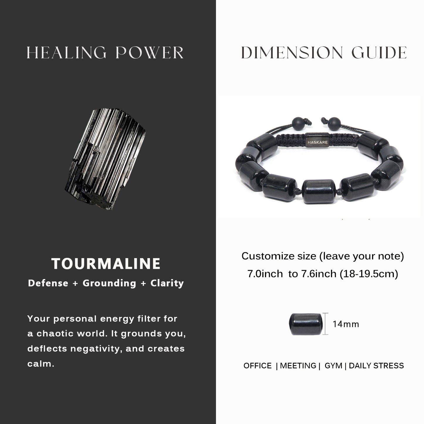 Black Tourmaline Bamboo-Knot Bracelet