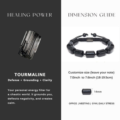 Black Tourmaline Bamboo-Knot Bracelet